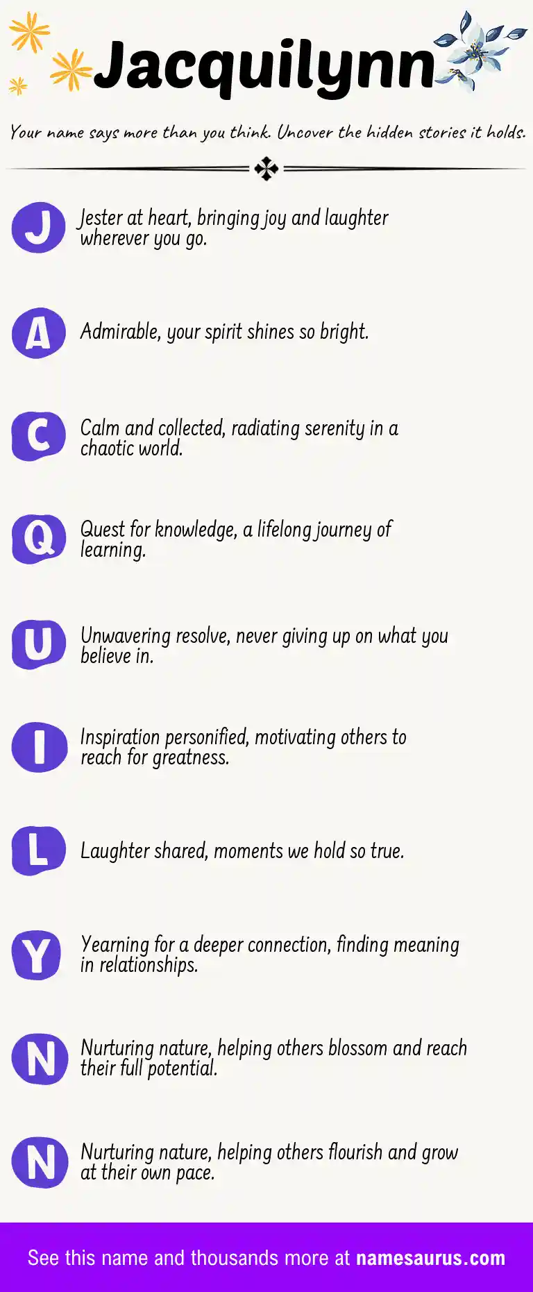 Acrostic poem about Jacquilynn.