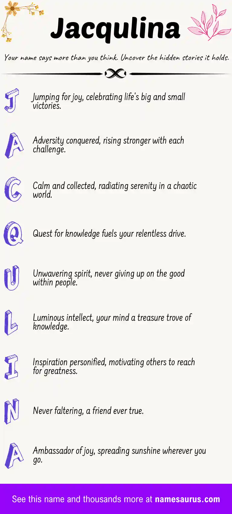 Acrostic poem about Jacqulina.