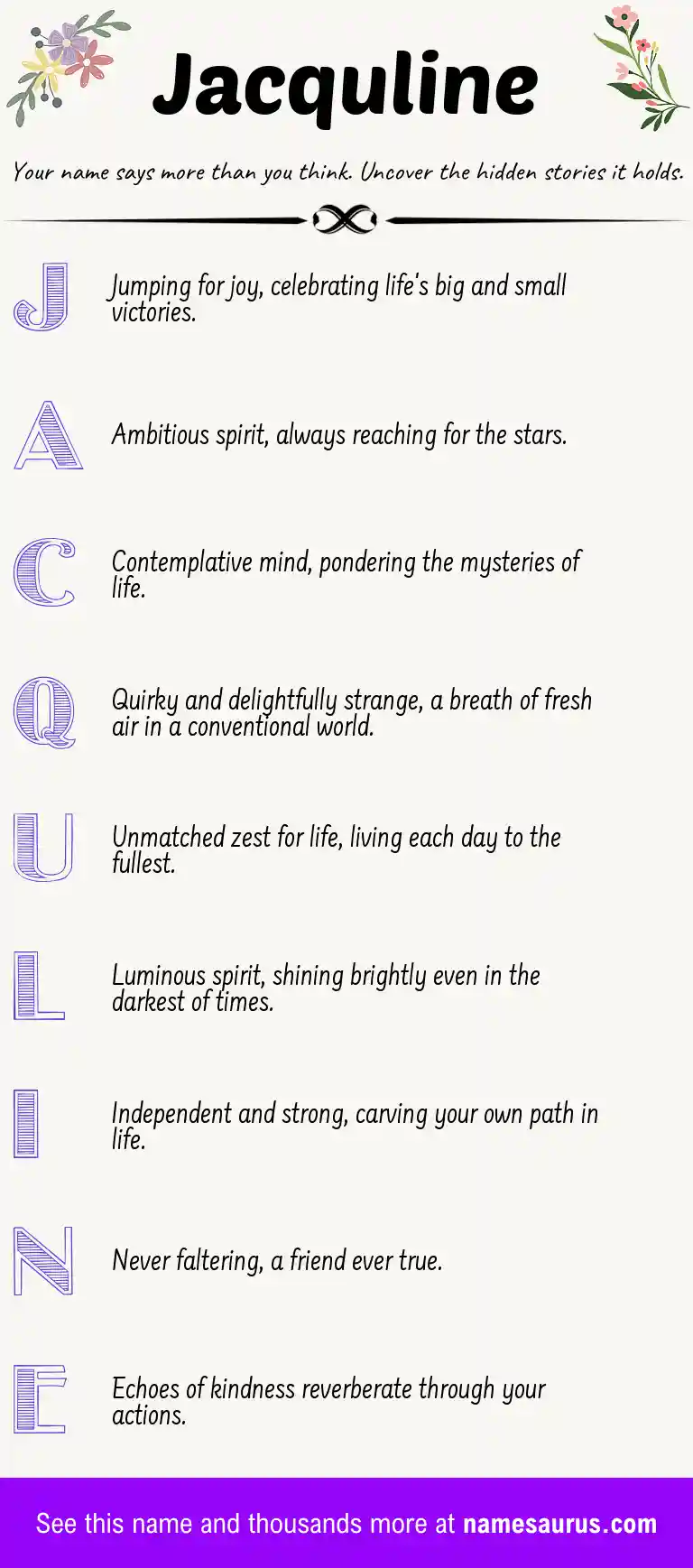 Acrostic poem about Jacquline.
