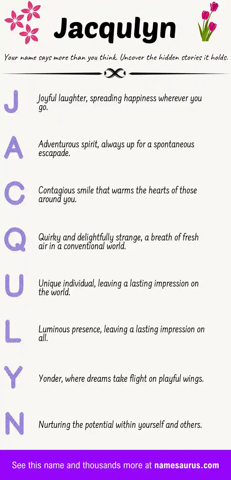 Acrostic poem about Jacqulyn.