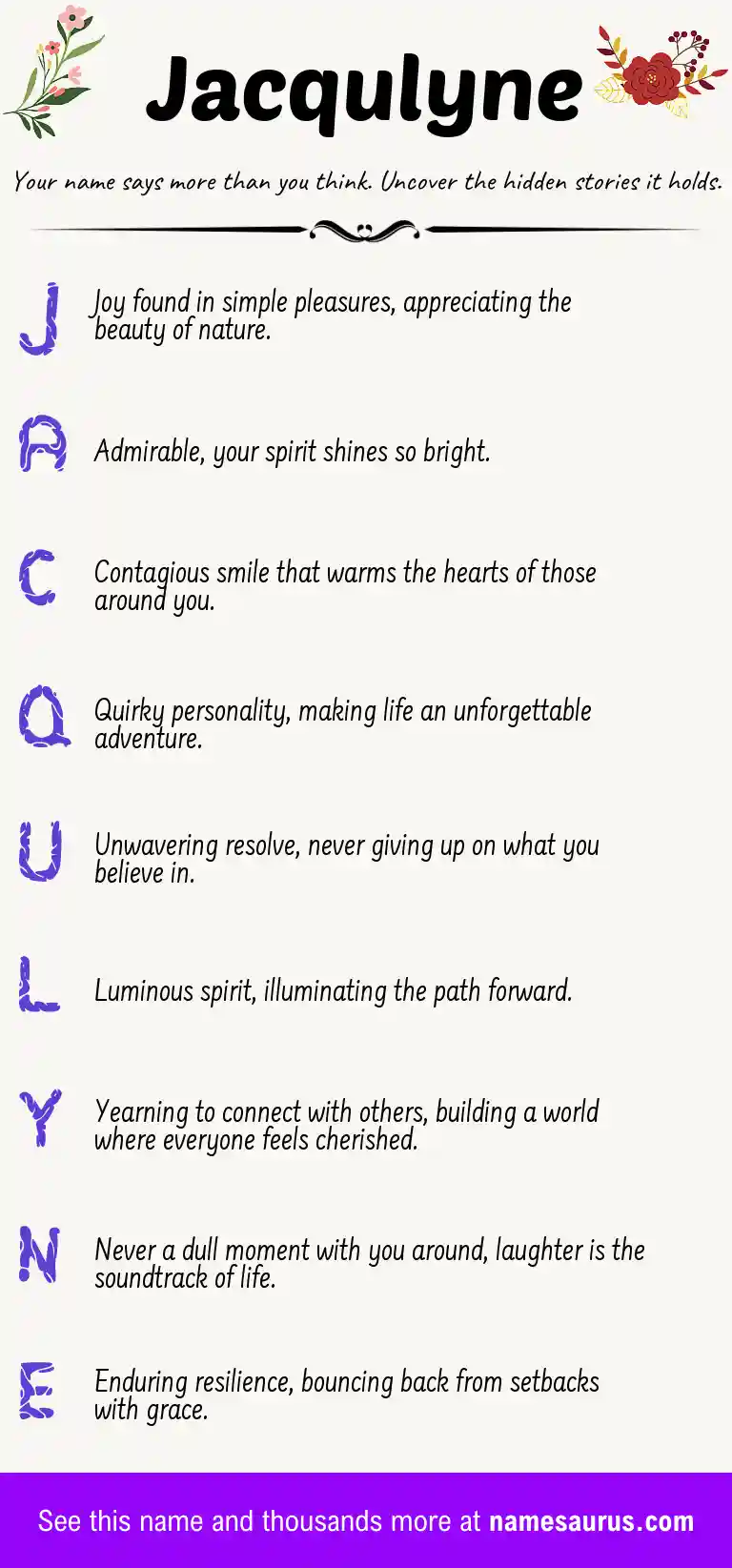 Acrostic poem about Jacqulyne.