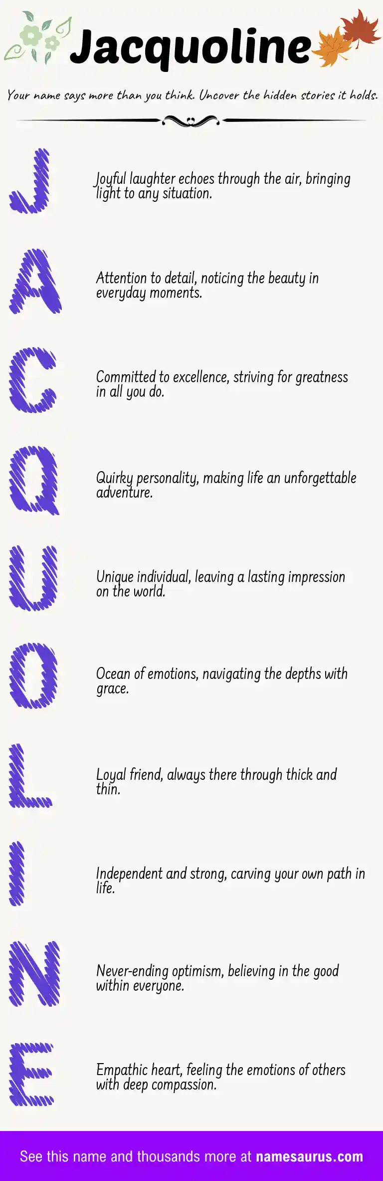 Acrostic poem about Jacquoline.