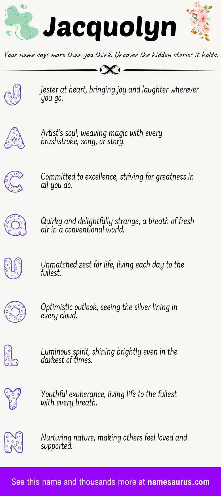 Acrostic poem about Jacquolyn.
