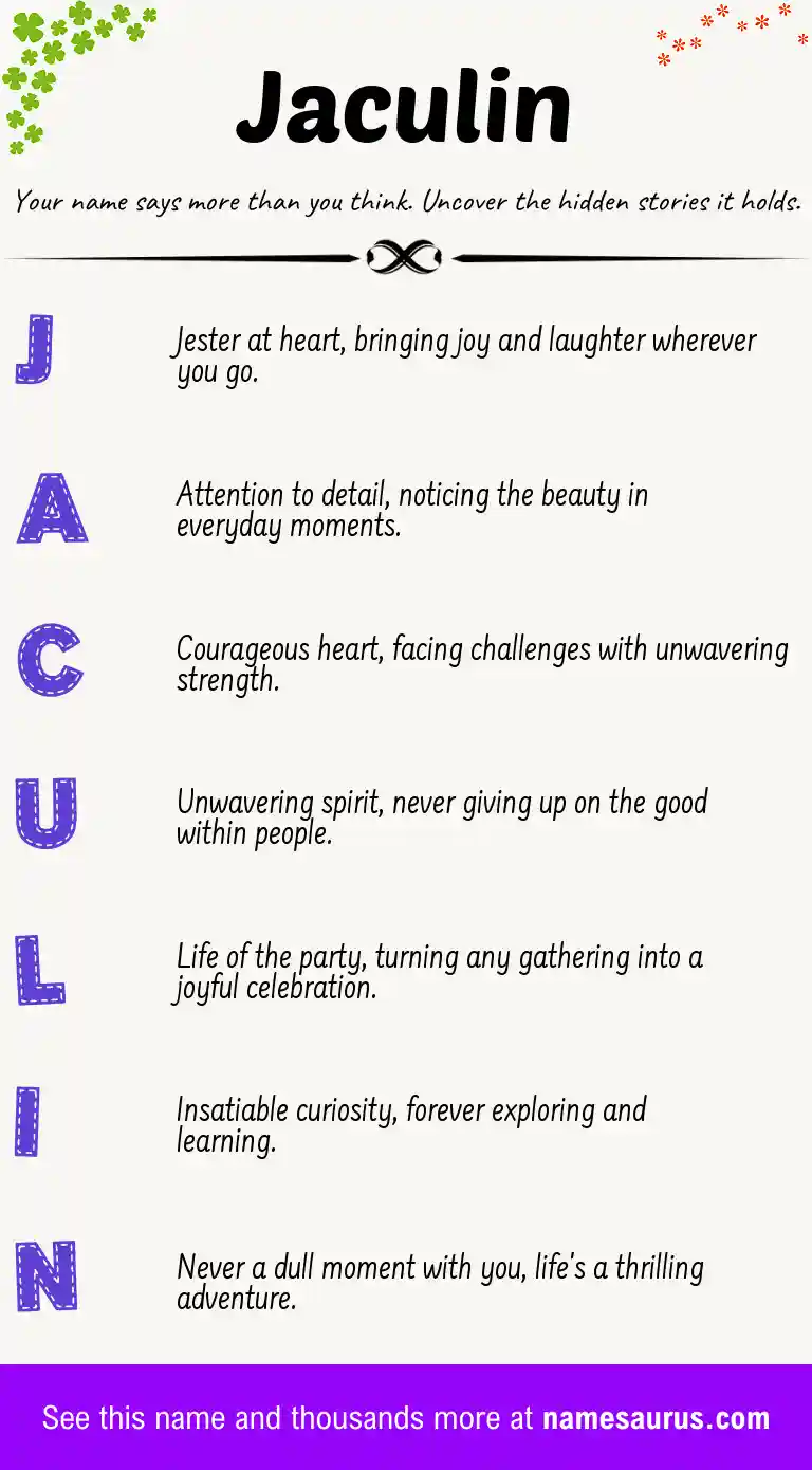 Acrostic poem about Jaculin.