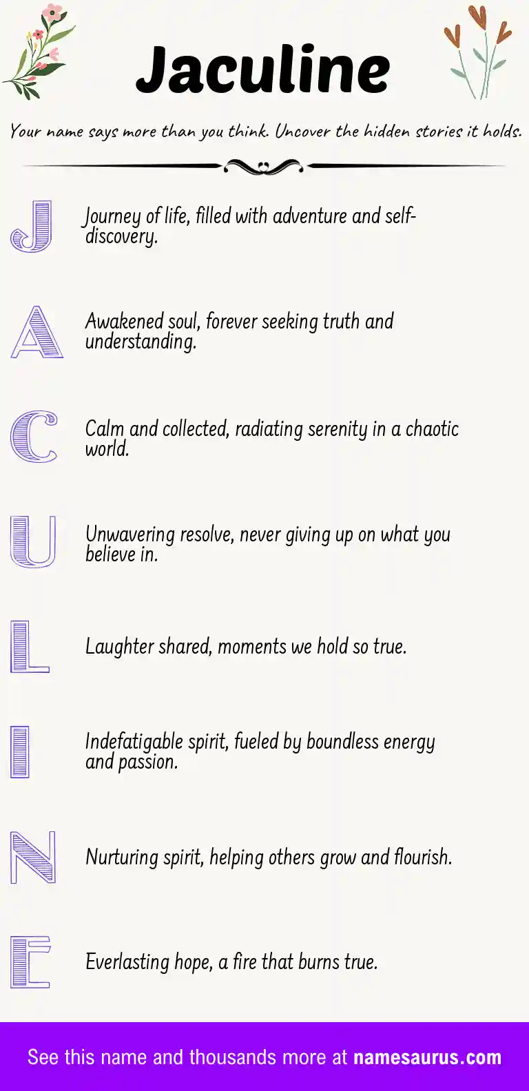 Acrostic poem about Jaculine.