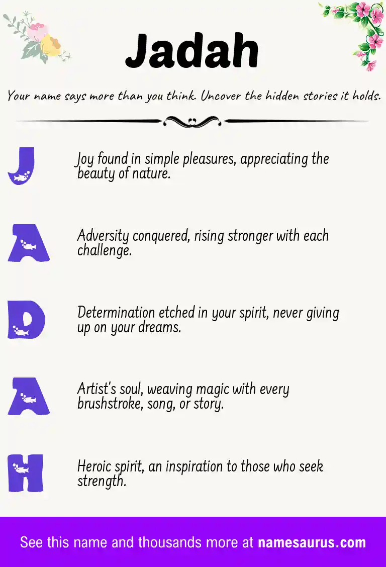 Acrostic poem about Jadah.