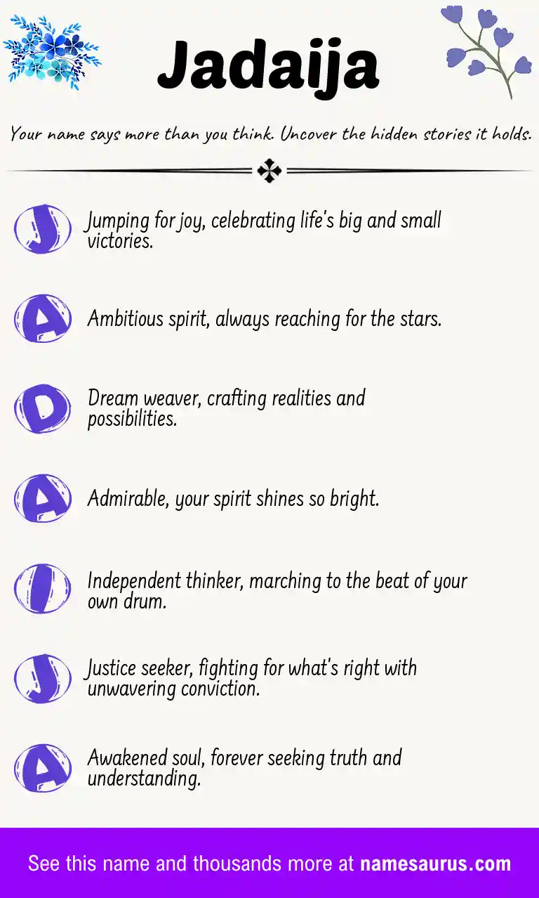 Acrostic poem about Jadaija.