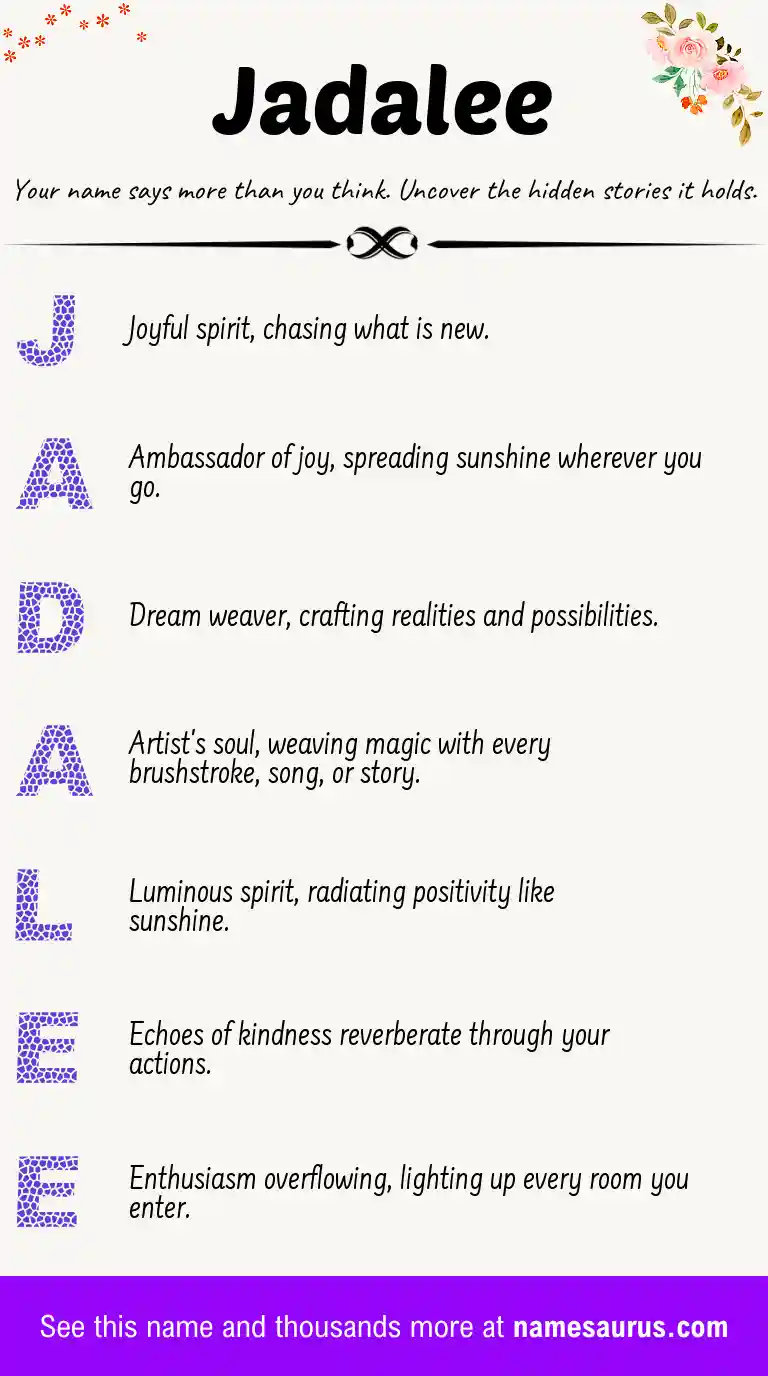 Acrostic poem about Jadalee.