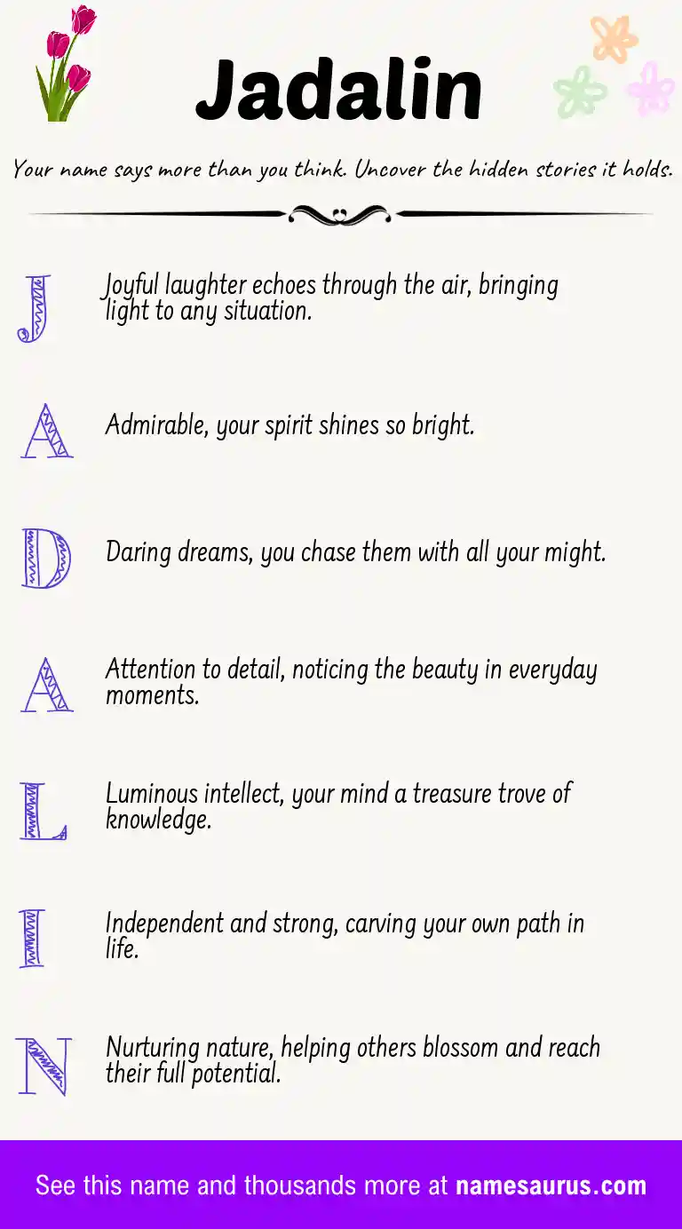 Acrostic poem about Jadalin.