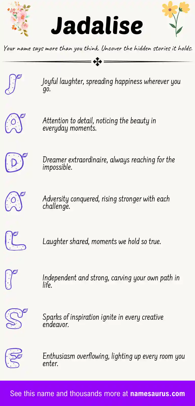 Acrostic poem about Jadalise.
