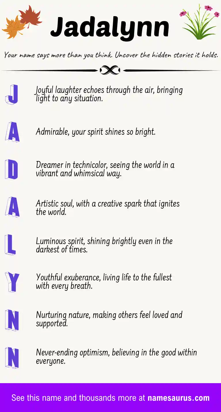 Acrostic poem about Jadalynn.