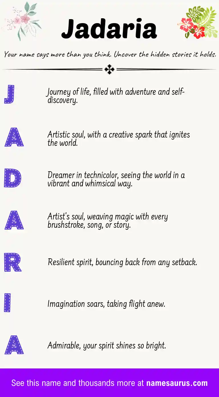 Acrostic poem about Jadaria.