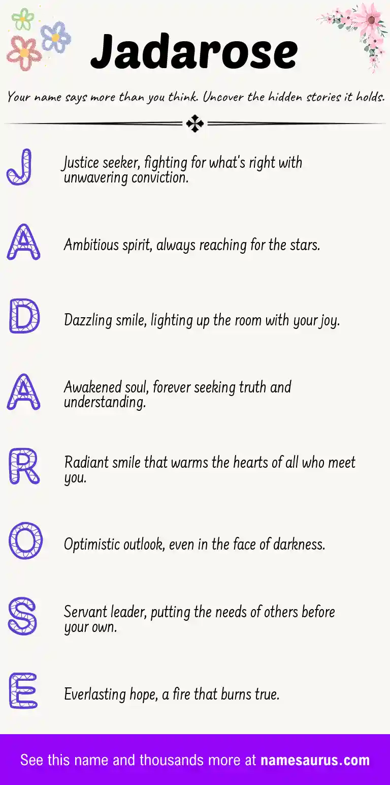 Acrostic poem about Jadarose.
