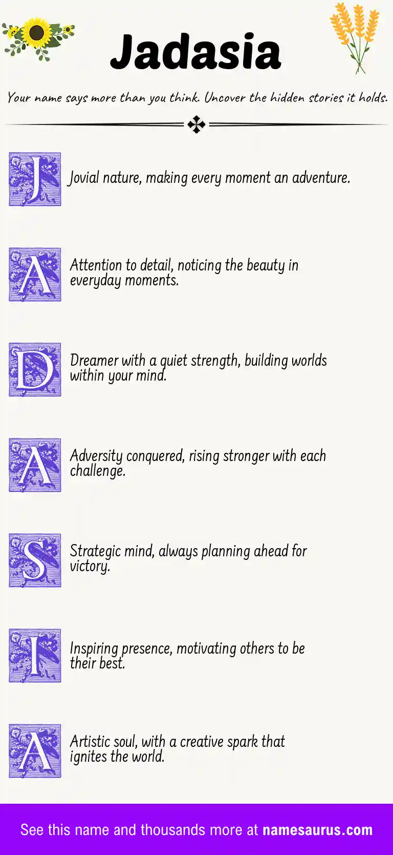 Acrostic poem about Jadasia.