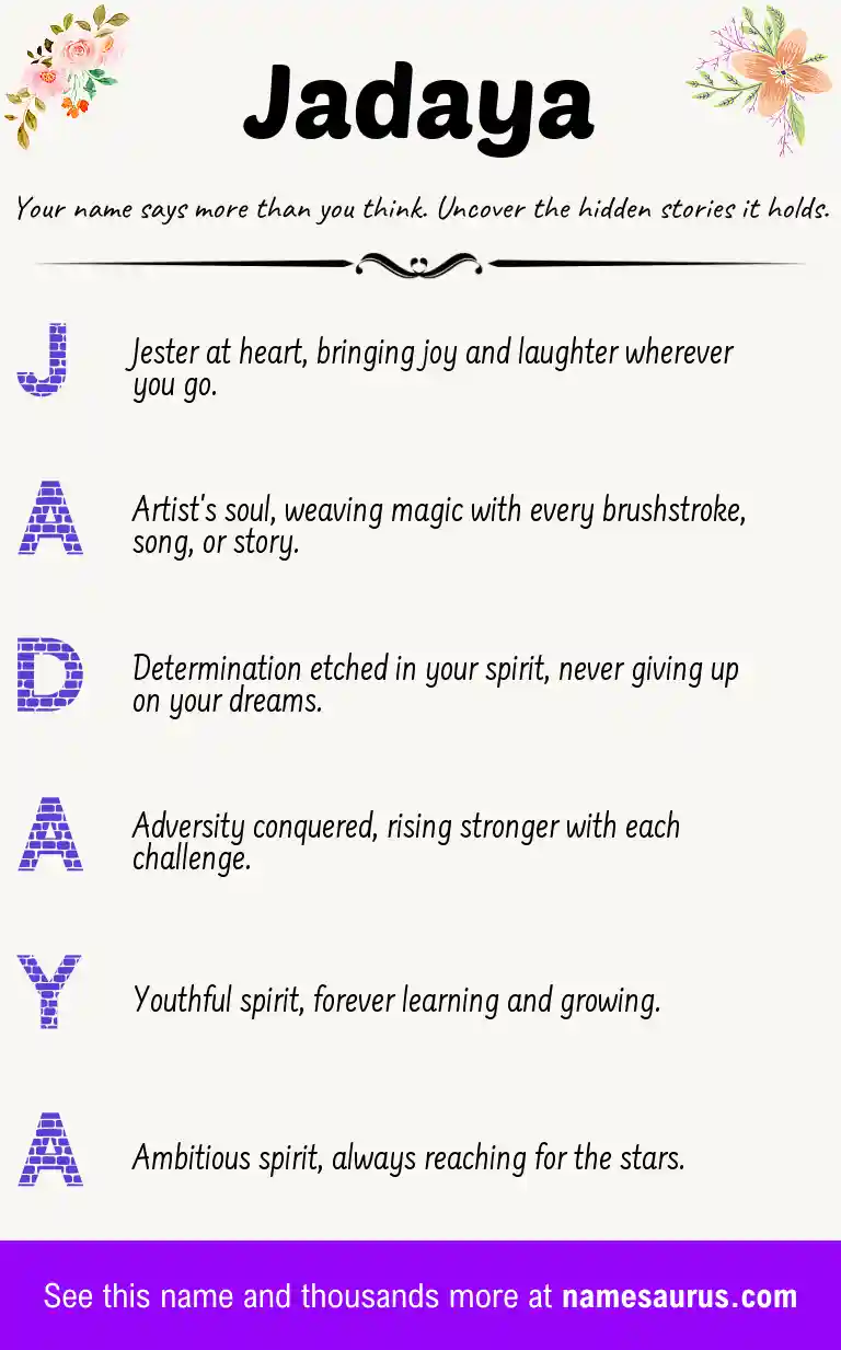 Acrostic poem about Jadaya.