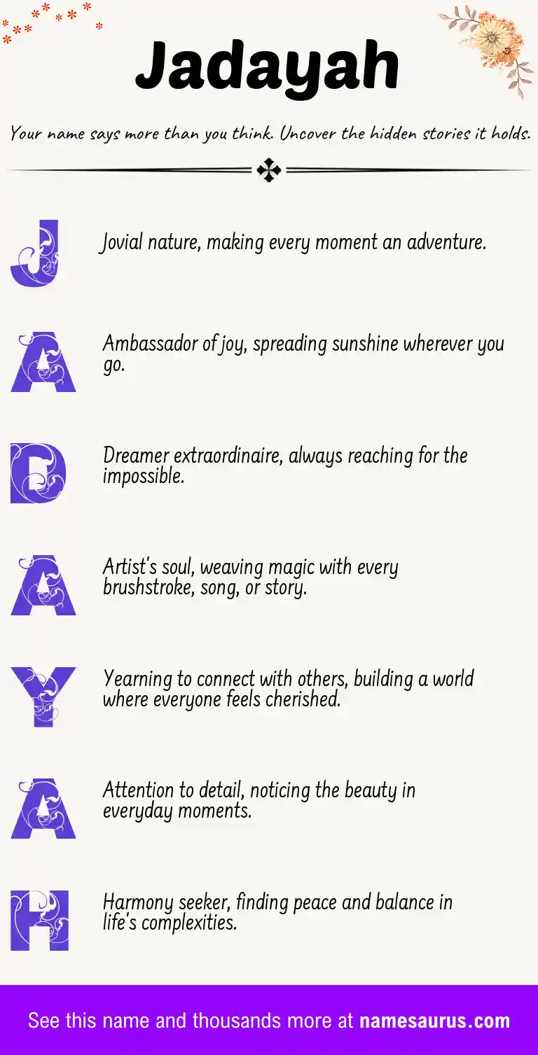 Acrostic poem about Jadayah.