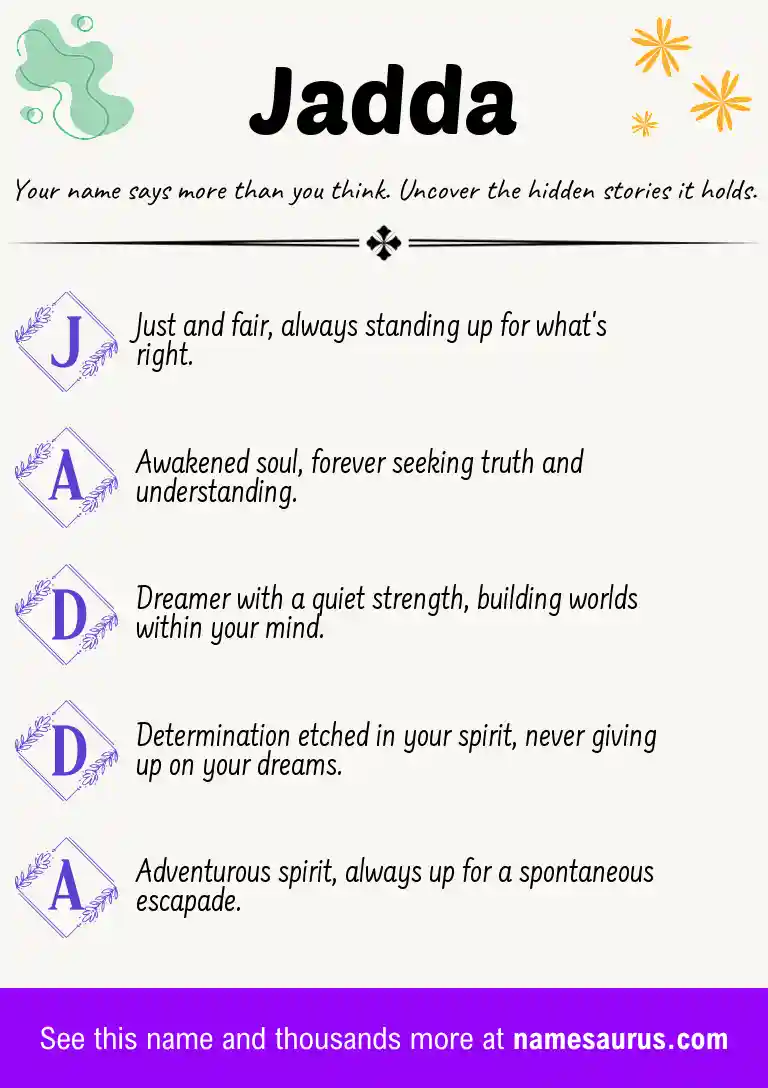 Acrostic poem about Jadda.