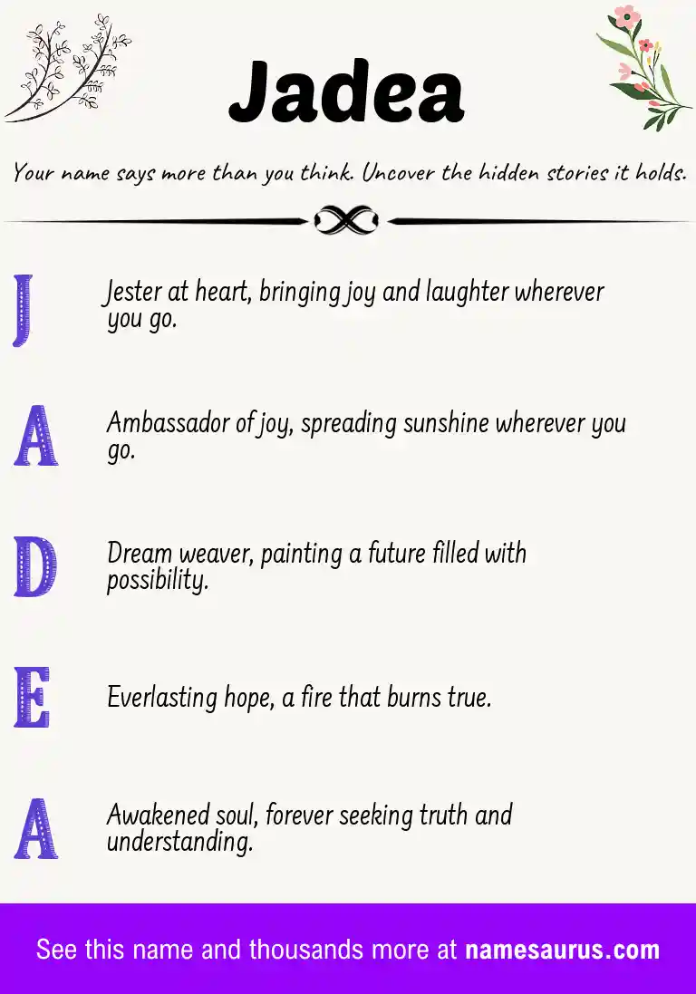 Acrostic poem about Jadea.
