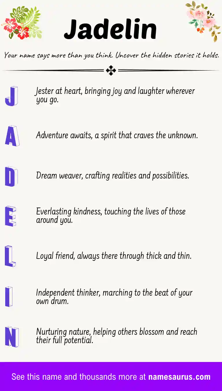 Acrostic poem about Jadelin.