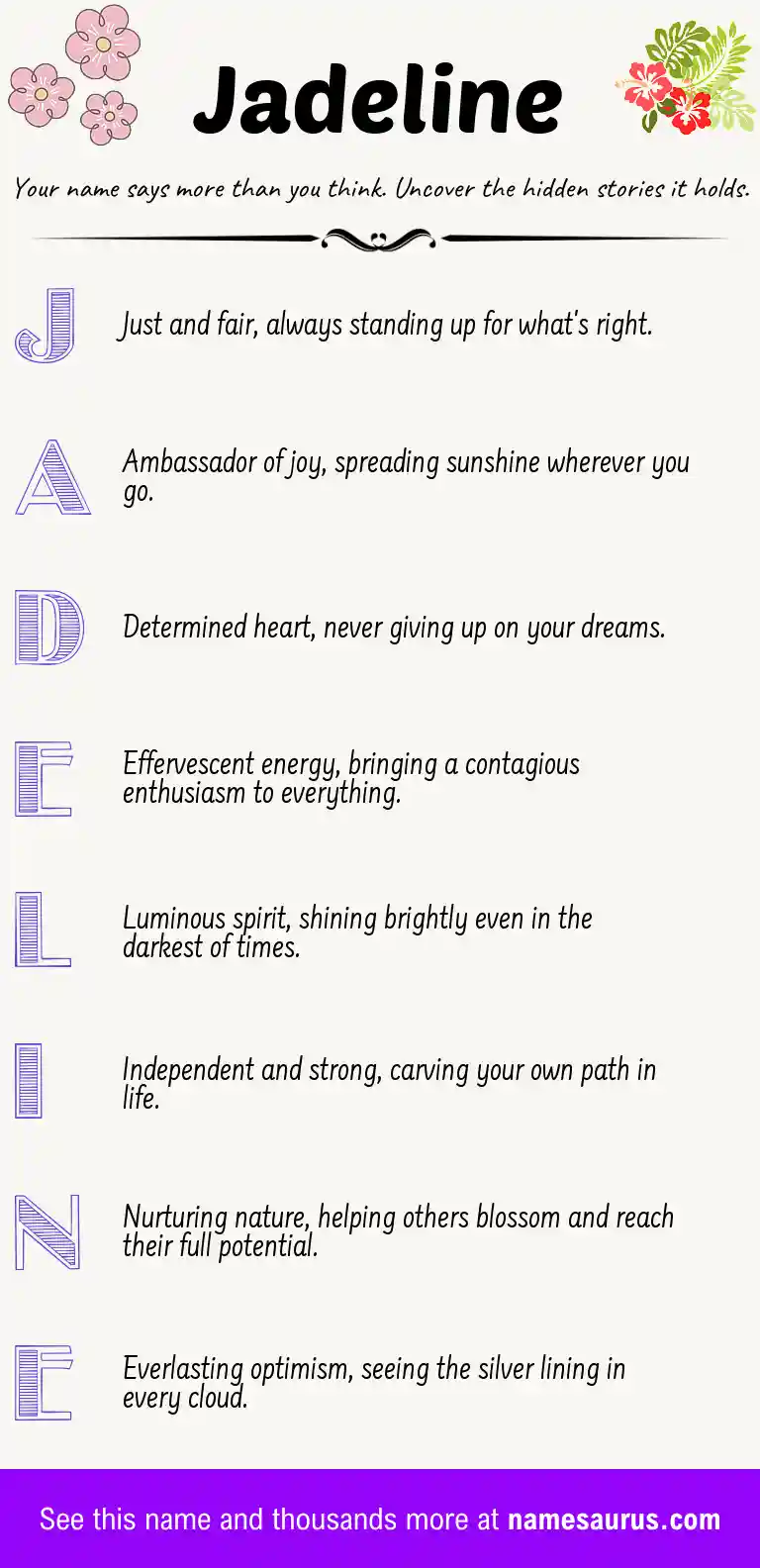 Acrostic poem about Jadeline.