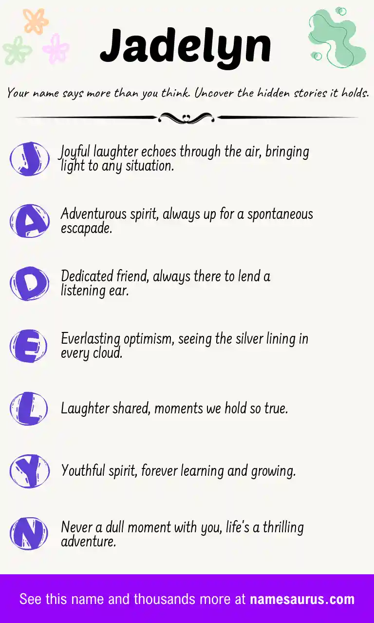 Acrostic poem about Jadelyn.