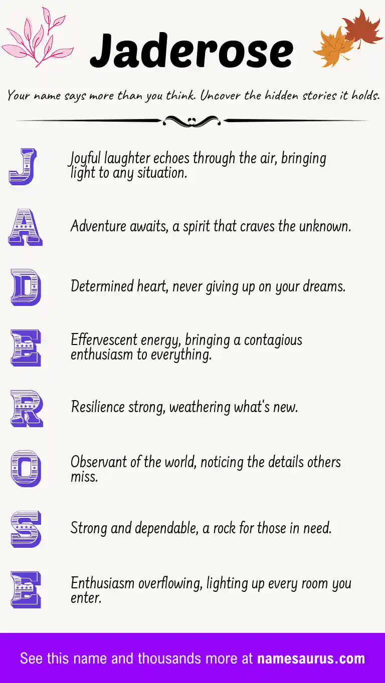Acrostic poem about Jaderose.