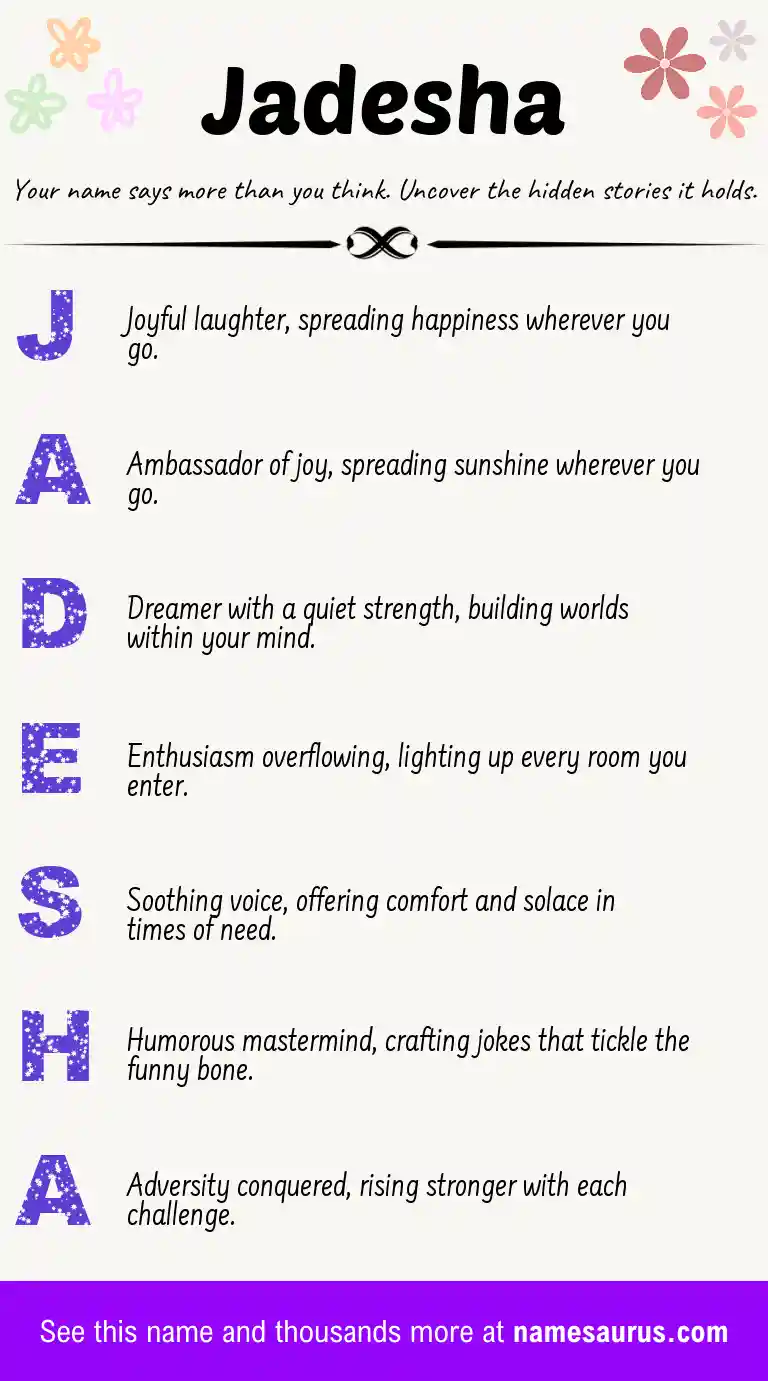 Acrostic poem about Jadesha.