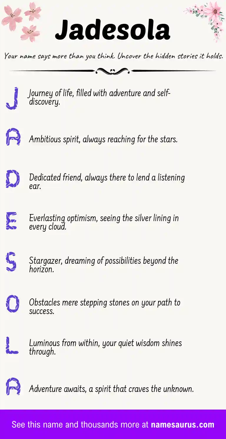 Acrostic poem about Jadesola.