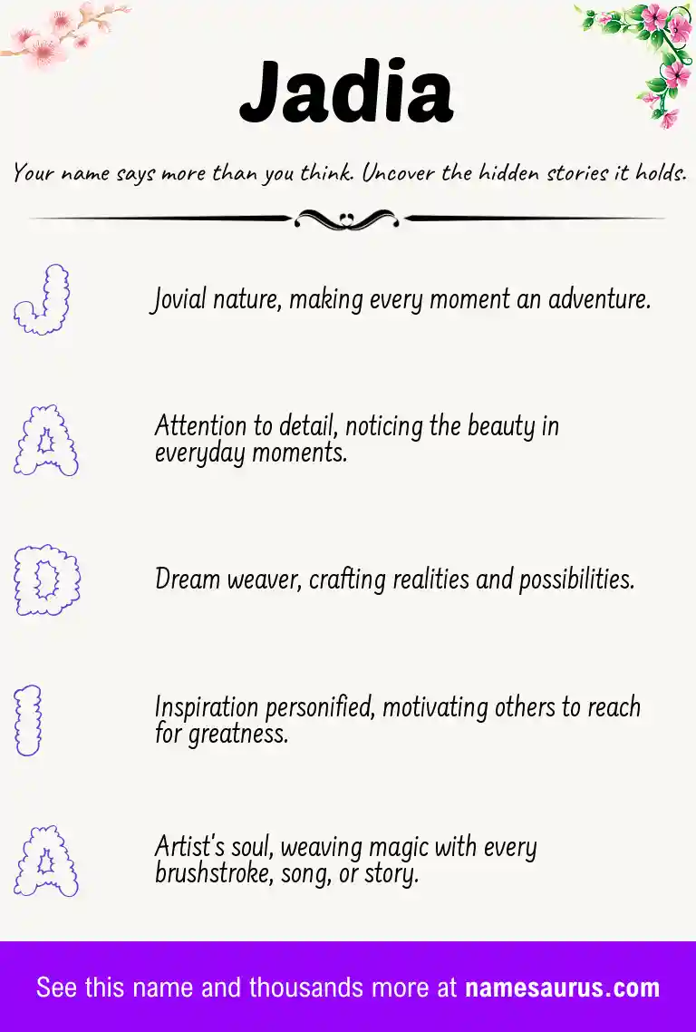Acrostic poem about Jadia.