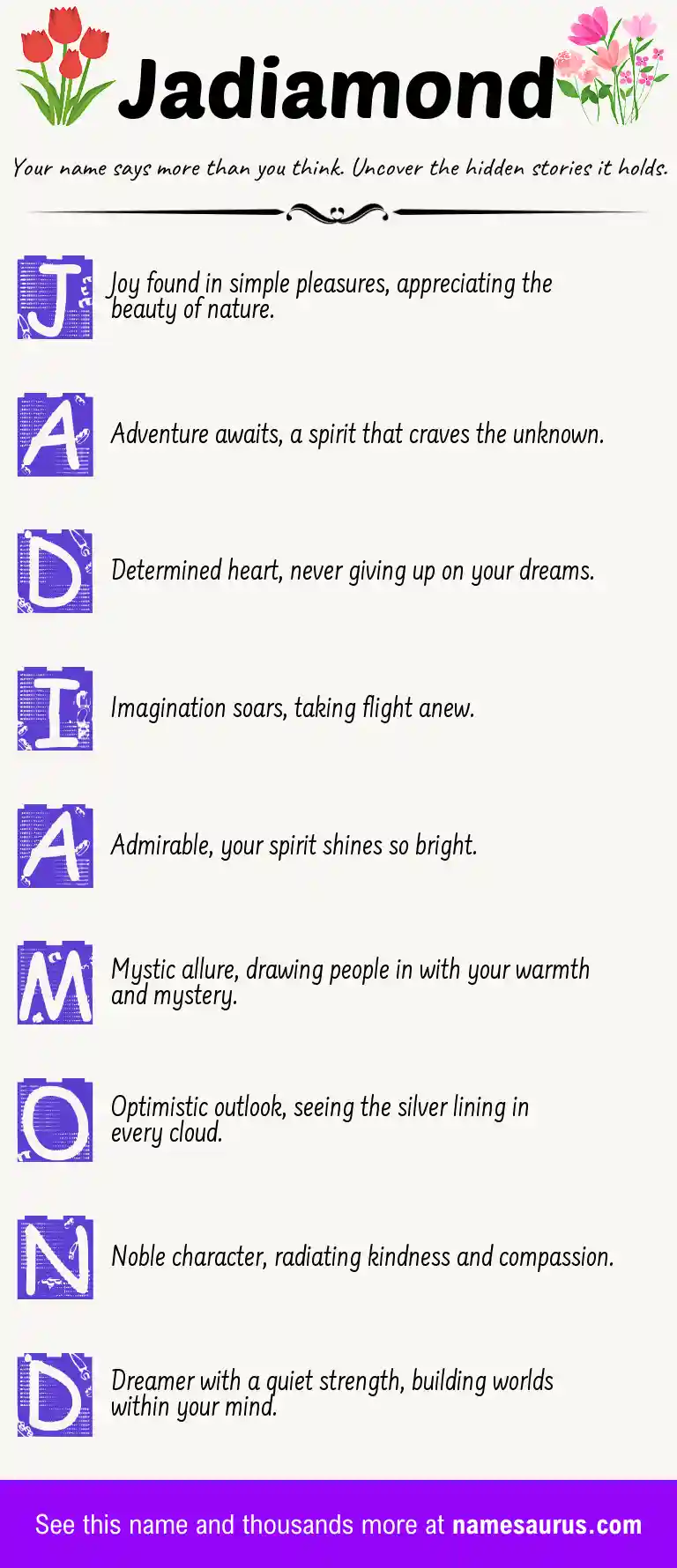 Acrostic poem about Jadiamond.