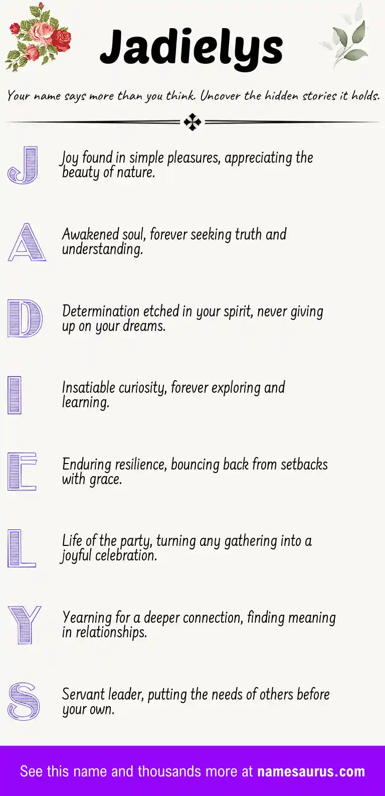 Acrostic poem about Jadielys.