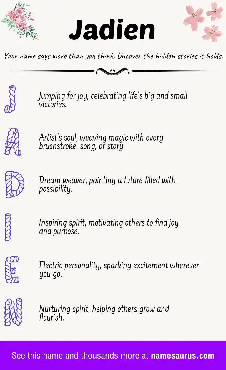 Acrostic poem about Jadien.