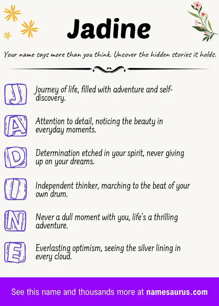 Acrostic poem about Jadine.