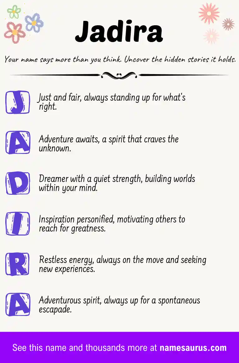 Acrostic poem about Jadira.