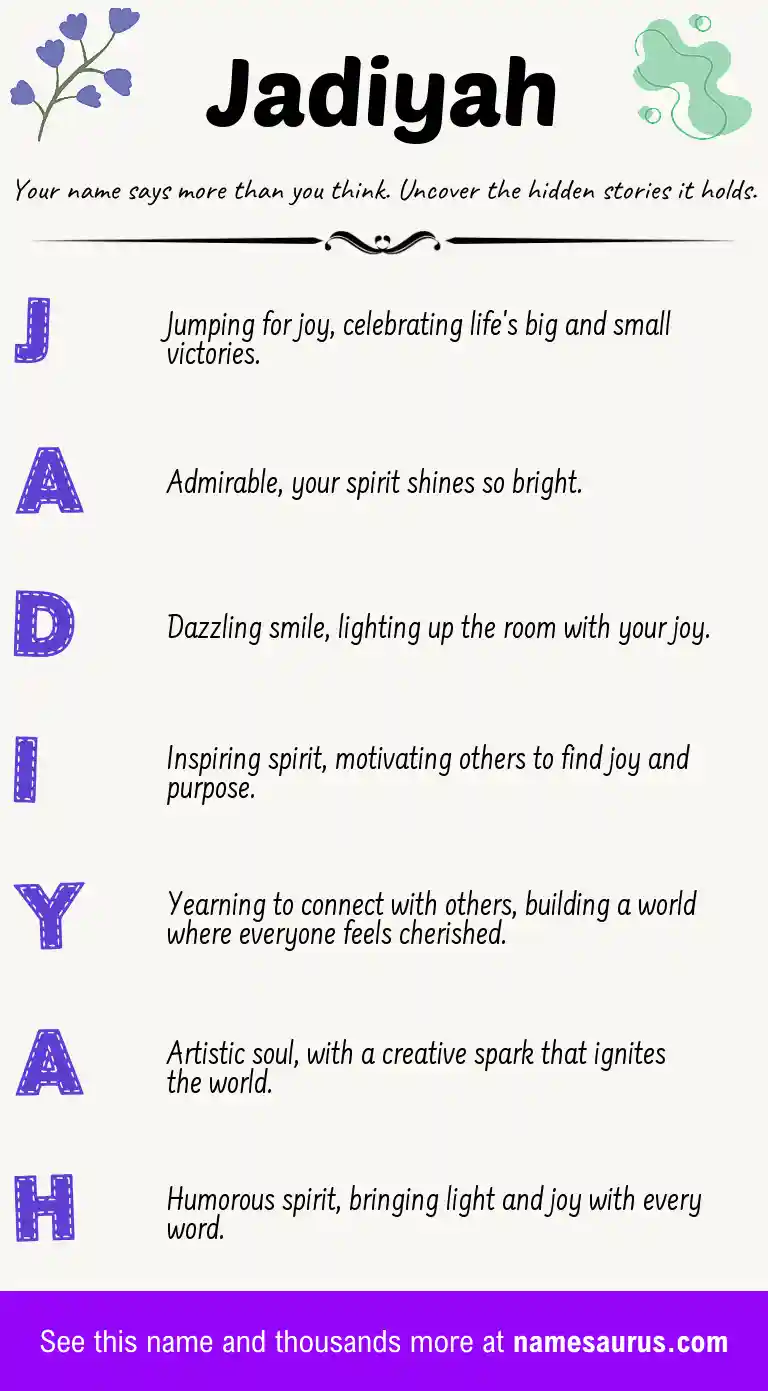 Acrostic poem about Jadiyah.