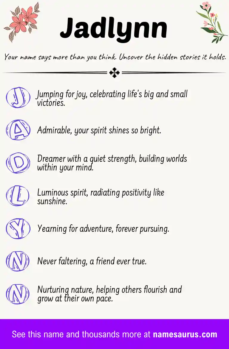 Acrostic poem about Jadlynn.
