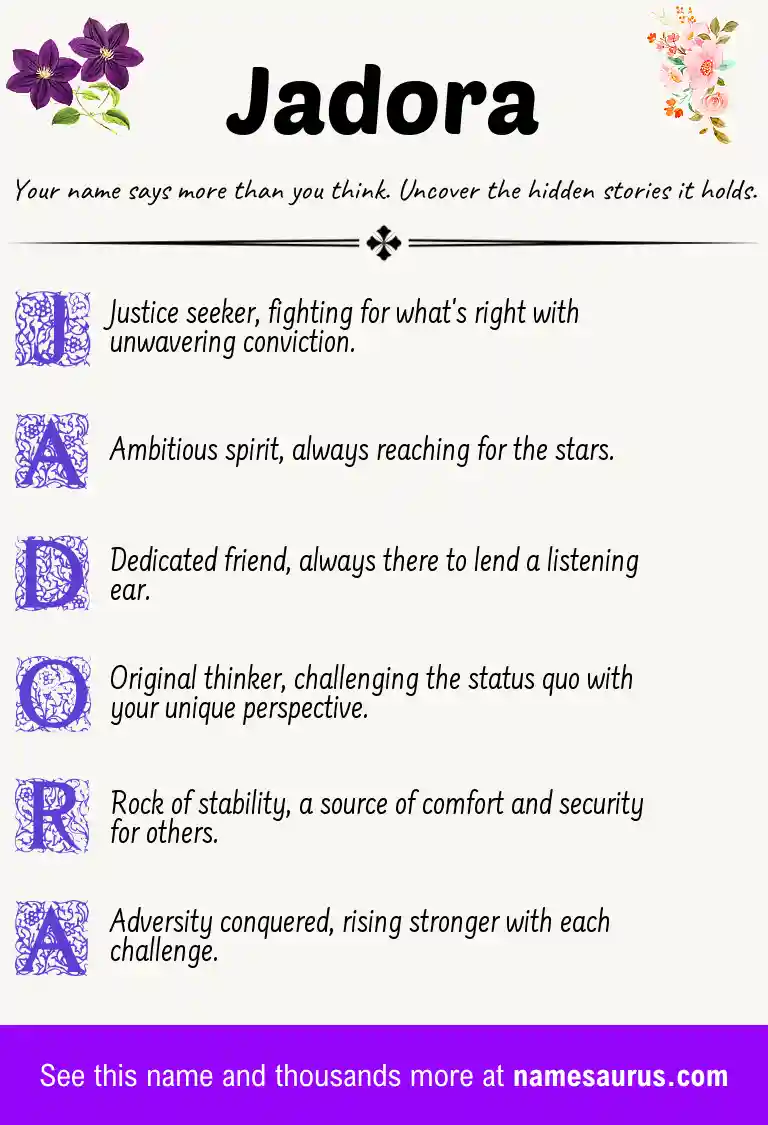 Acrostic poem about Jadora.