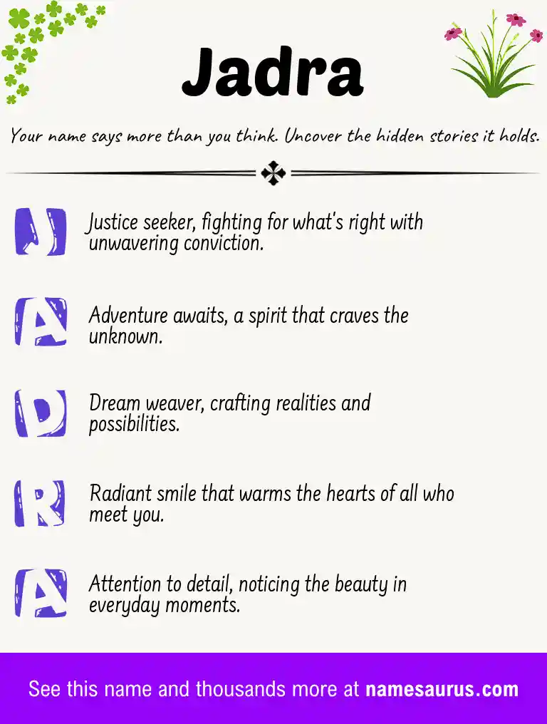 Acrostic poem about Jadra.