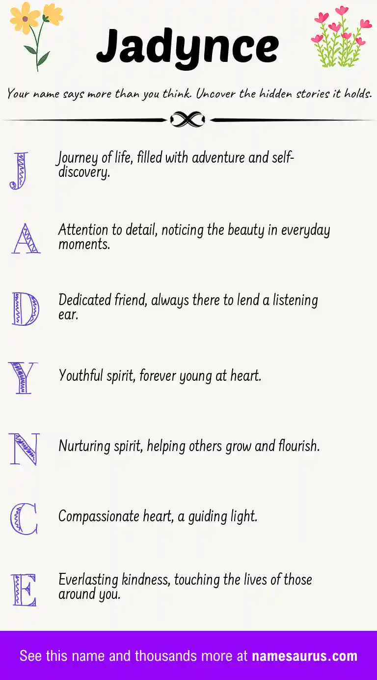 Acrostic poem about Jadynce.