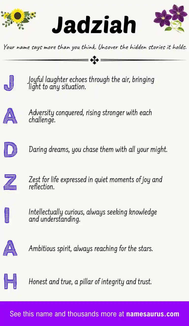 Acrostic poem about Jadziah.