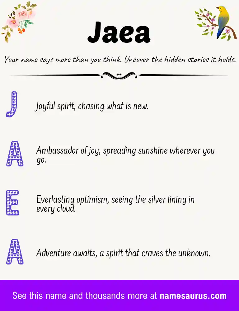 Acrostic poem about Jaea.