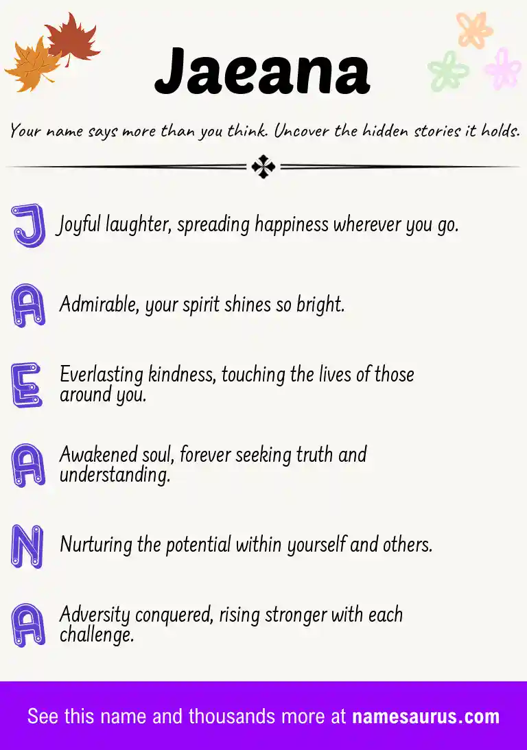 Acrostic poem about Jaeana.