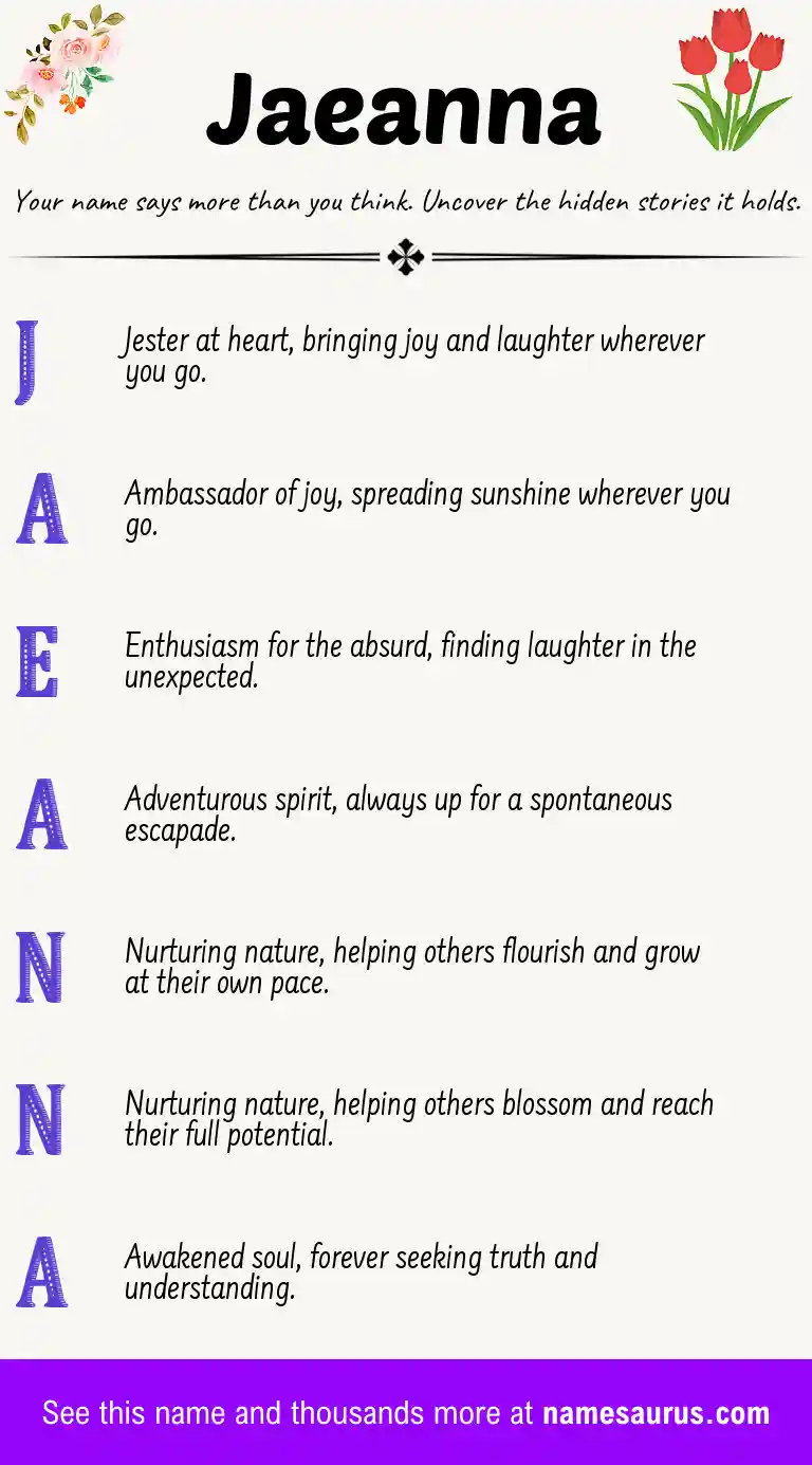 Acrostic poem about Jaeanna.