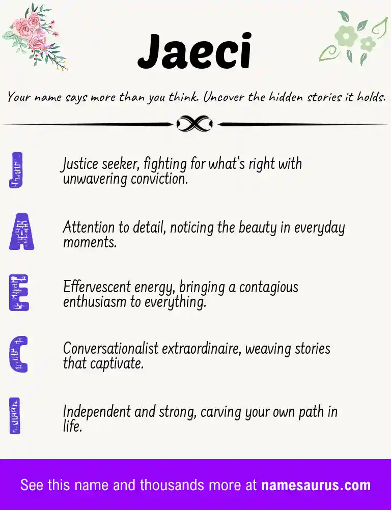 Acrostic poem about Jaeci.