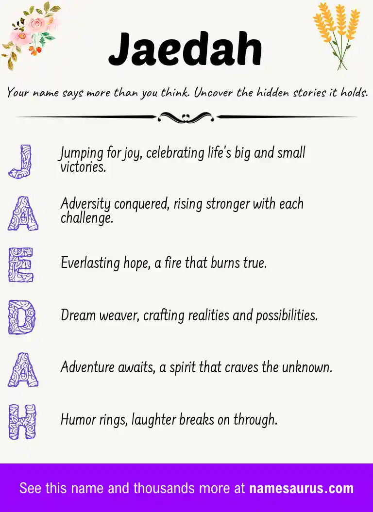 Acrostic poem about Jaedah.