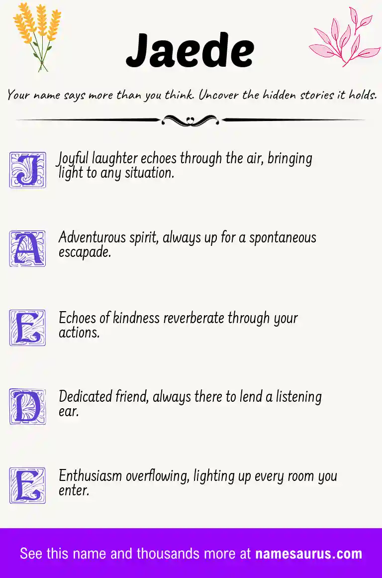 Acrostic poem about Jaede.
