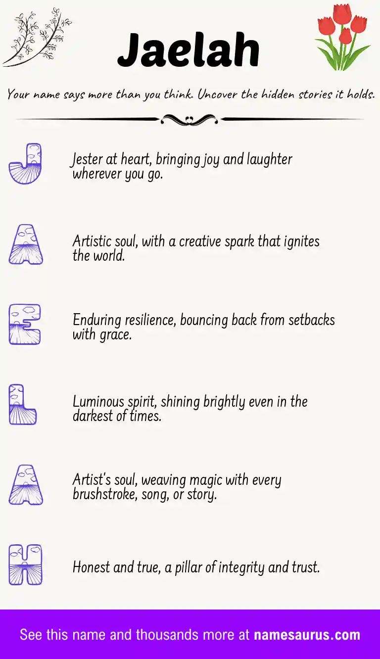 Acrostic poem about Jaelah.