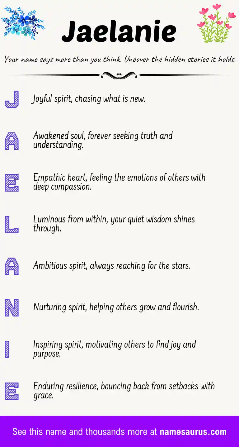 Acrostic poem about Jaelanie.