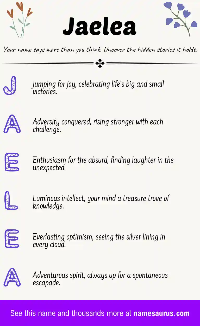 Acrostic poem about Jaelea.