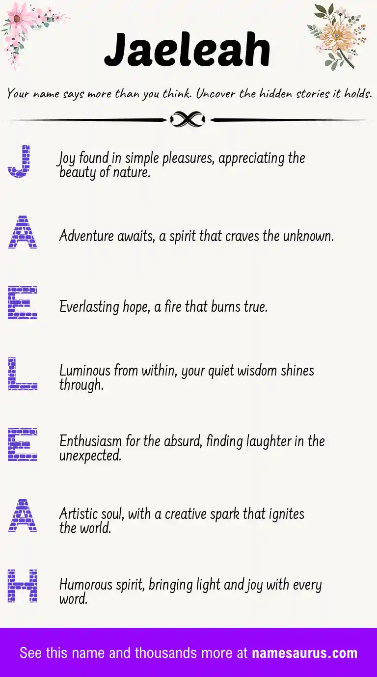 Acrostic poem about Jaeleah.